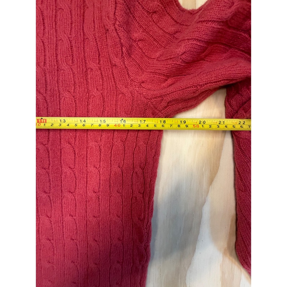 Ralph Lauren Sport Pink Cable Knit Turtleneck Lambswool Sweater Medium Vintage - Picture 9 of 11